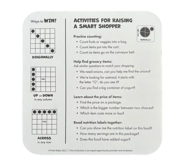 44056E / 44057E MyPlate Food Group Bingo Card 1 Back 44056E / 44057E MyPlate Food Group Bingo Card 1 Back