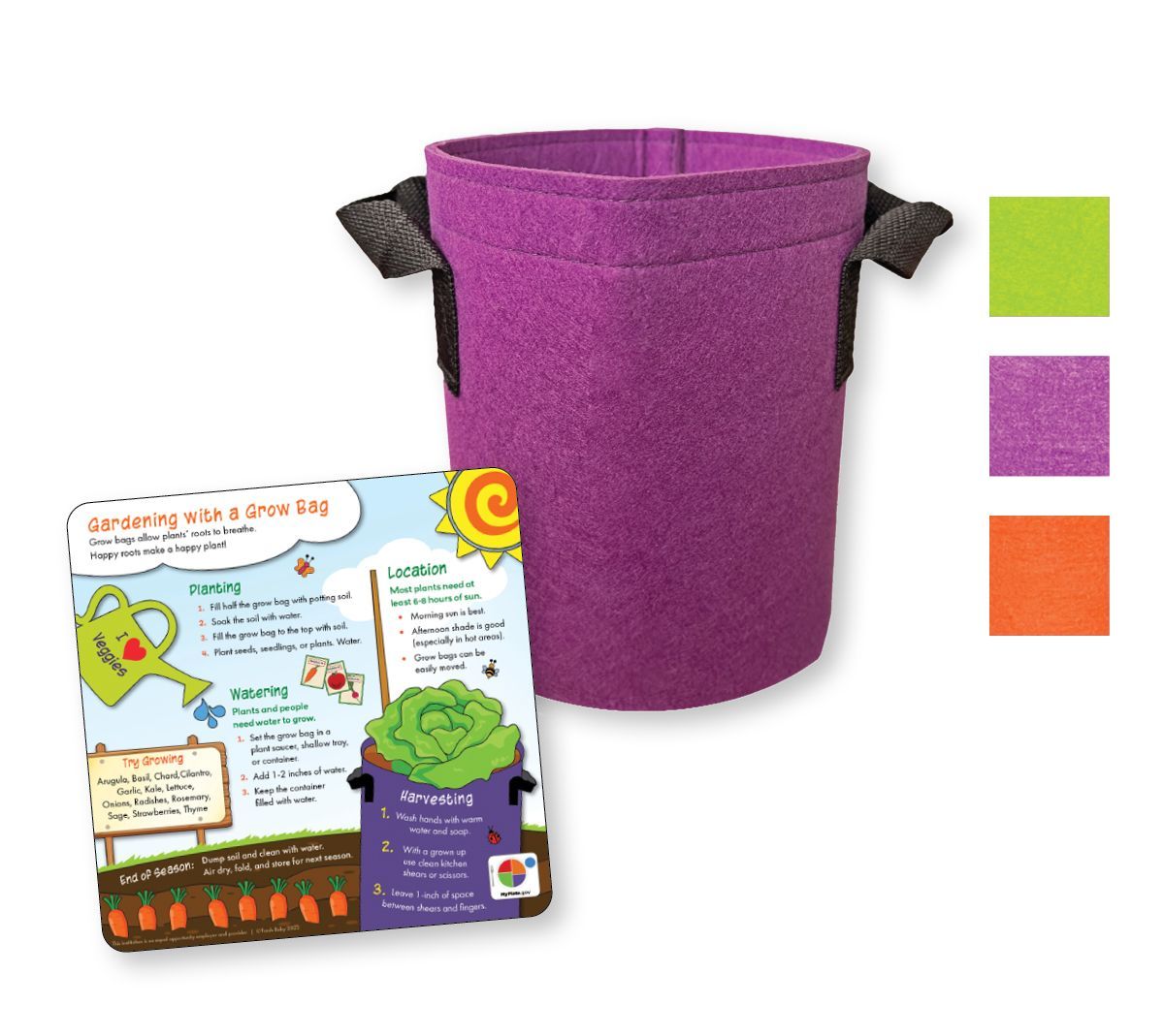 Grow Bag w/ Tip Card - 3 Gallon - Assorted Colors – Fresh Baby