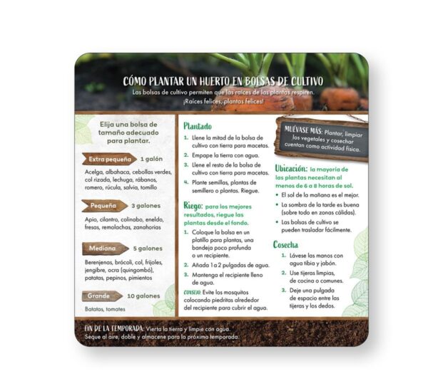 44061 Grow Bag Tip Card - Spanish 44061 Grow Bag Tip Card - Spanish