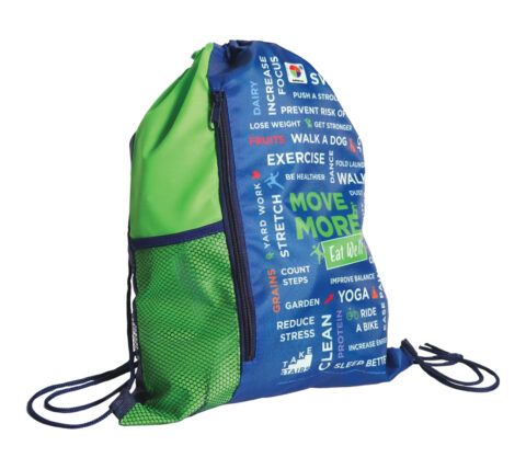 Move More. Eat Well. Drawstring Backpack Bag