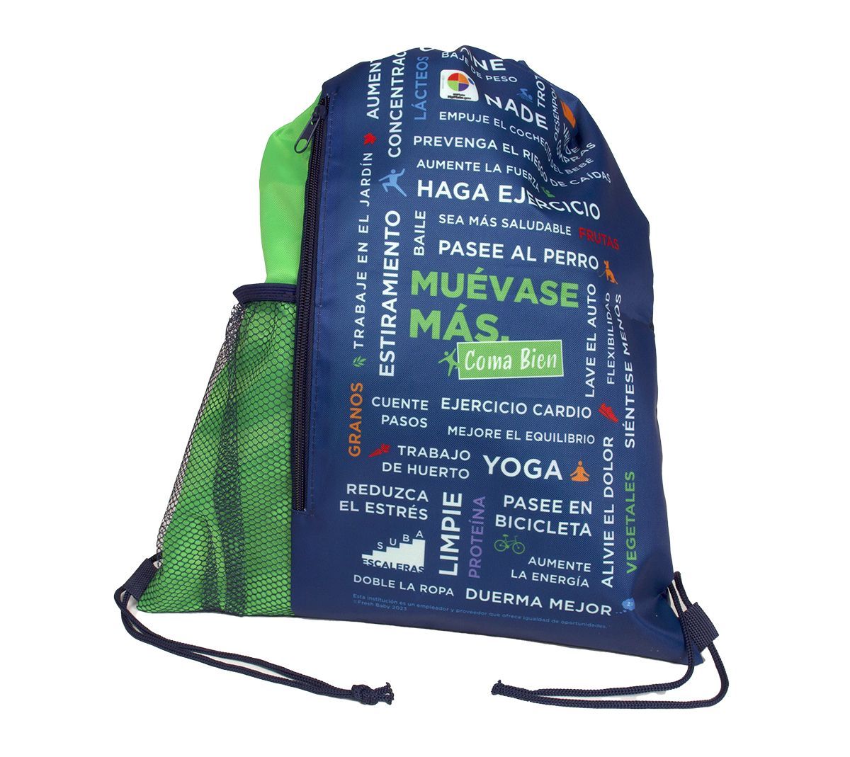 Move More. Eat Well. Drawstring Backpack Bag Fresh Baby Nutrition