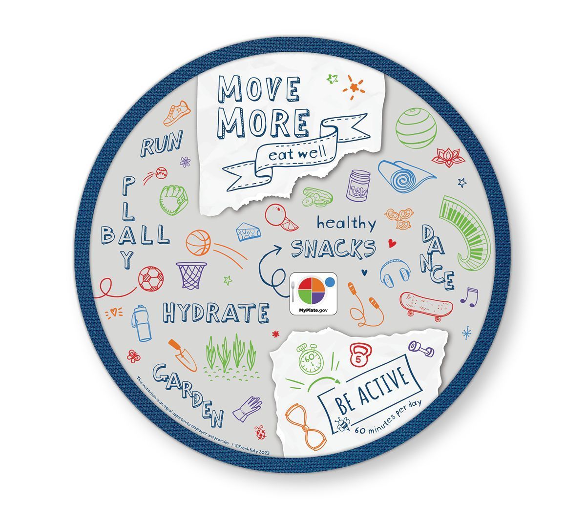 Move More. Eat Well. Flying Disc + Pouch Fresh Baby Nutrition