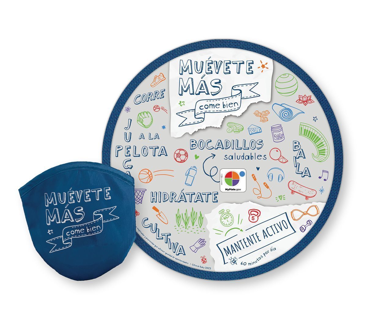 Move More. Eat Well. Flying Disc + Pouch Fresh Baby Nutrition