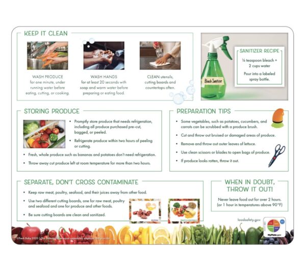 44018E Food Safety Cutting Board - Fruit and Vegetable Tips 44018E Food Safety Cutting Board - Fruit and Vegetable Tips