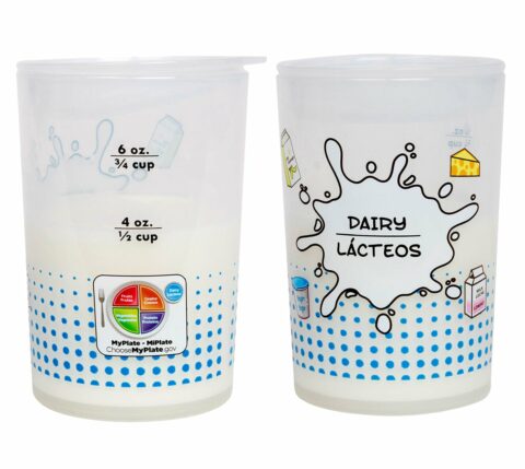 4 to 6 oz. Kids MyPlate Dairy Training Cup with Lid - Bilingual - Both Sides
